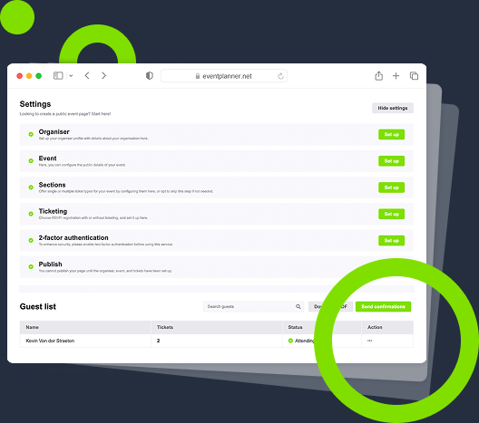 Captura de pantalla de la interfaz de venta de entradas para eventos