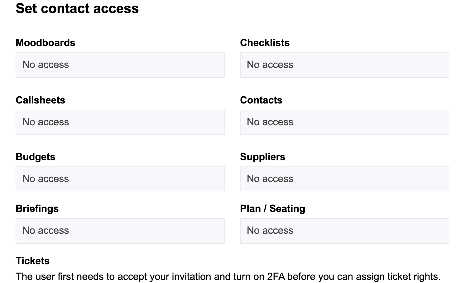 Configurar el acceso de un contacto al tablero de inspiración